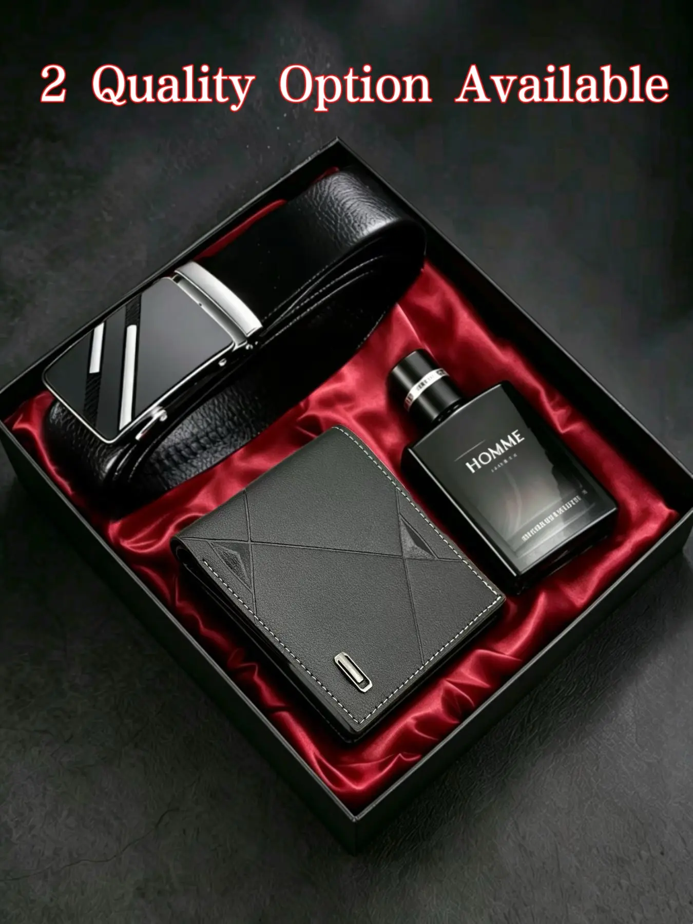 Men's Fashion Gift Set, Includes Perfume, Wallet, Belt and Accessories, Deluxe Gift Box, Perfect for Business Casual Daily Wear