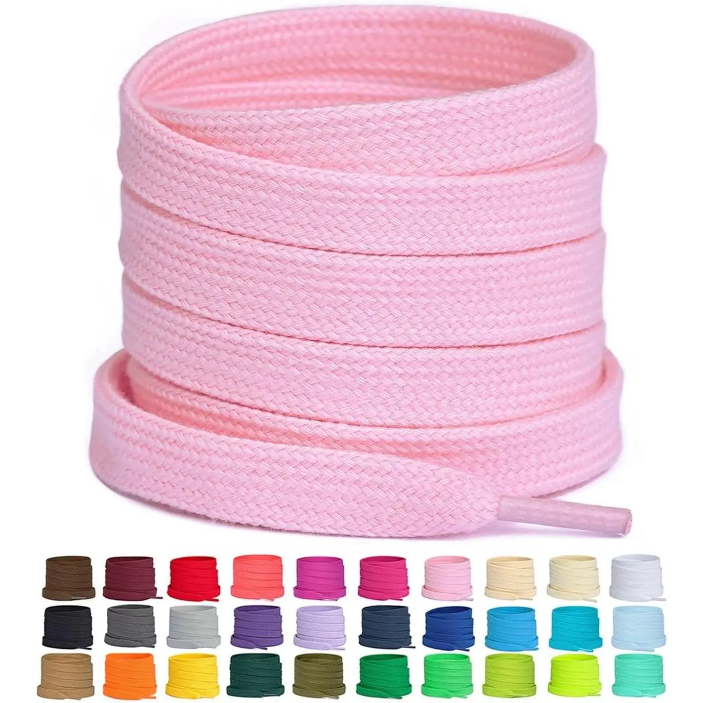 2 Pairs Flat Shoe Laces for Sneakers, 2/5" Poly Cotton Shoelaces for WomenGift