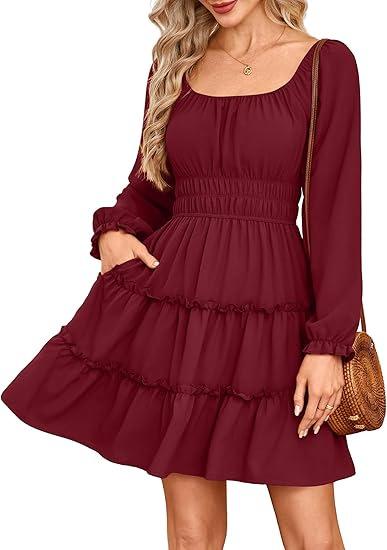Women's lotus leaf ruffle dress new fall and winter women's fashion layered waist cinched elastic waist short skirt women