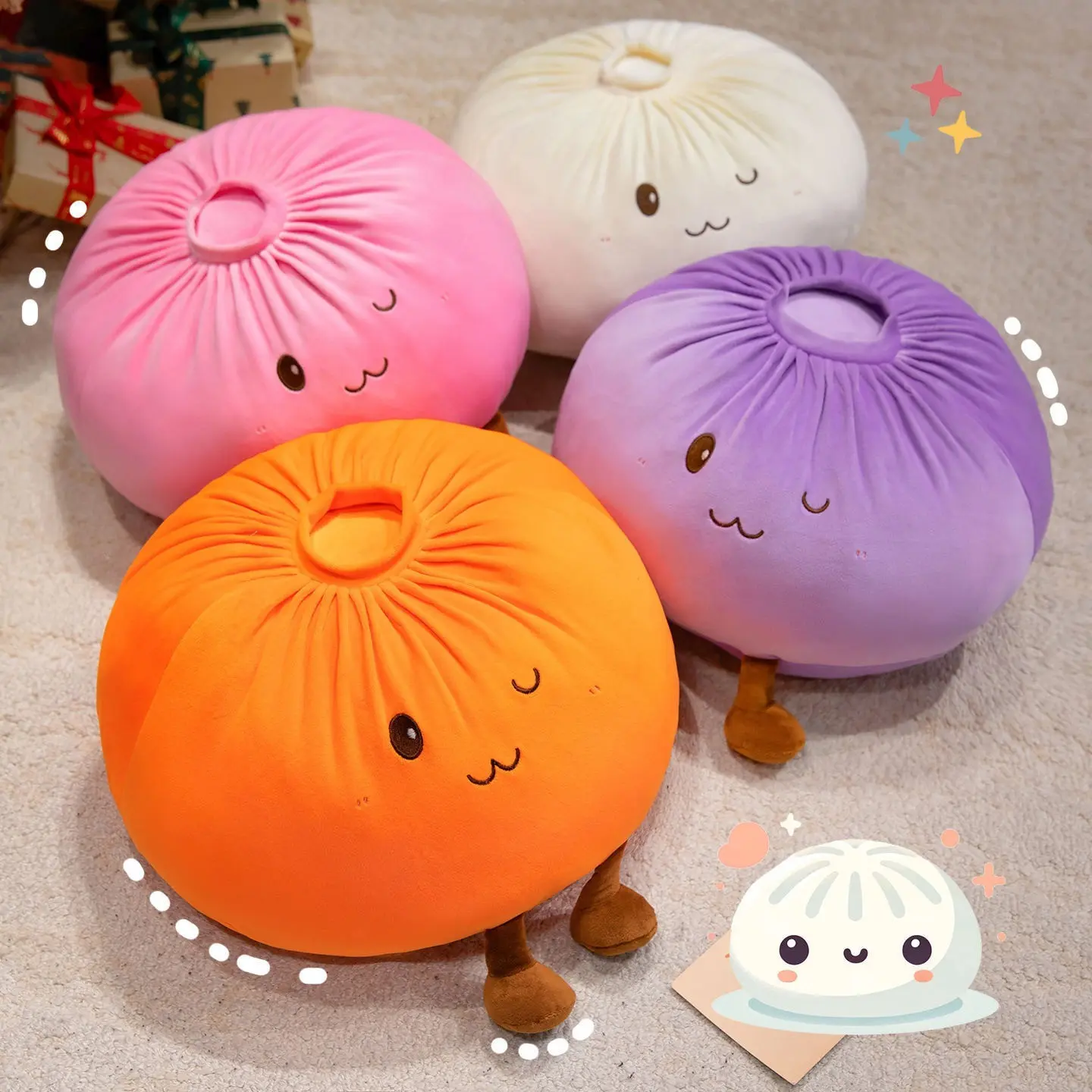 Multifunctional Plush Toy Baozi Pillow, Sofa Backrest Soft Adorable Stuffed Baozi Backpack, Doll Decoration, Comfortable and Adorable Design, Soft Cuddly Gift
