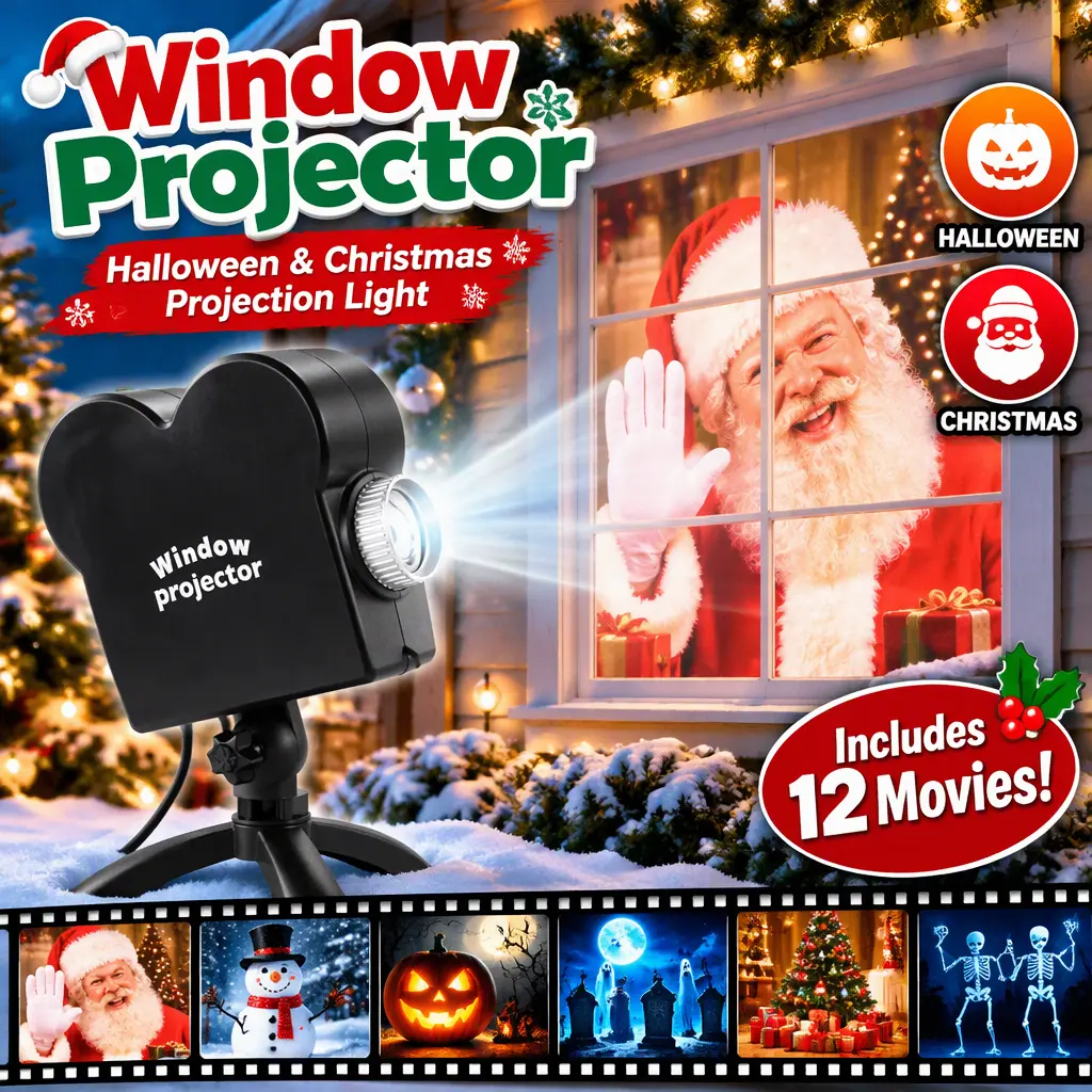 Christmas Halloween Window Projector Light, Cross-Border Indoor Window Holiday Projection Decor Lamp