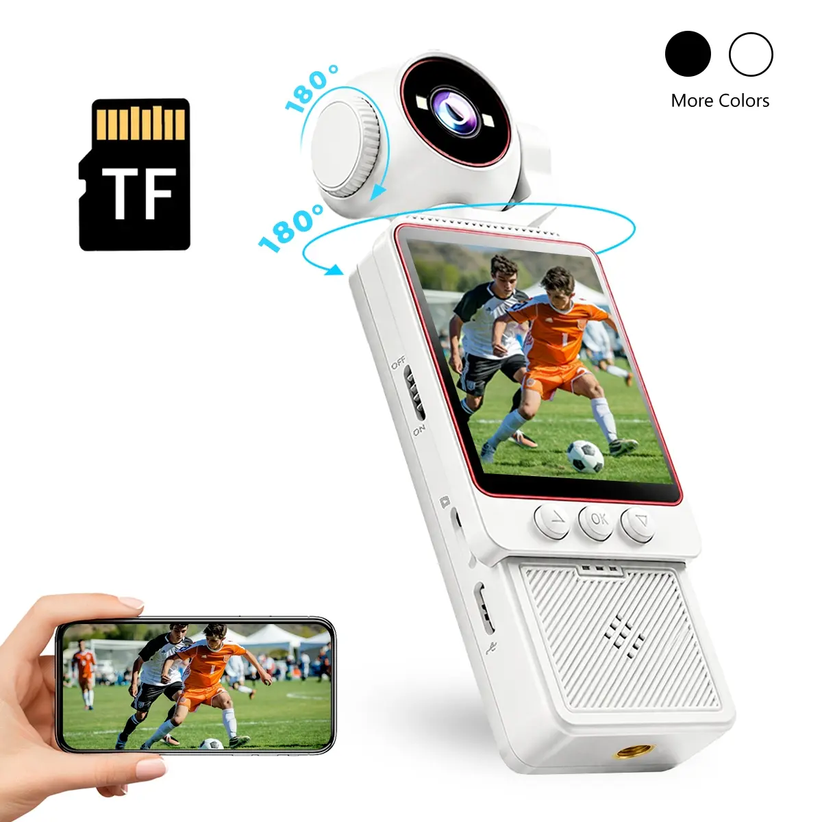 High Definition Handheld Vlog Camera, Supports WiFi Control, Night Vision, Digital Zoom, Compact Pocket Recording Camera for Travel, Sports, Daily Use