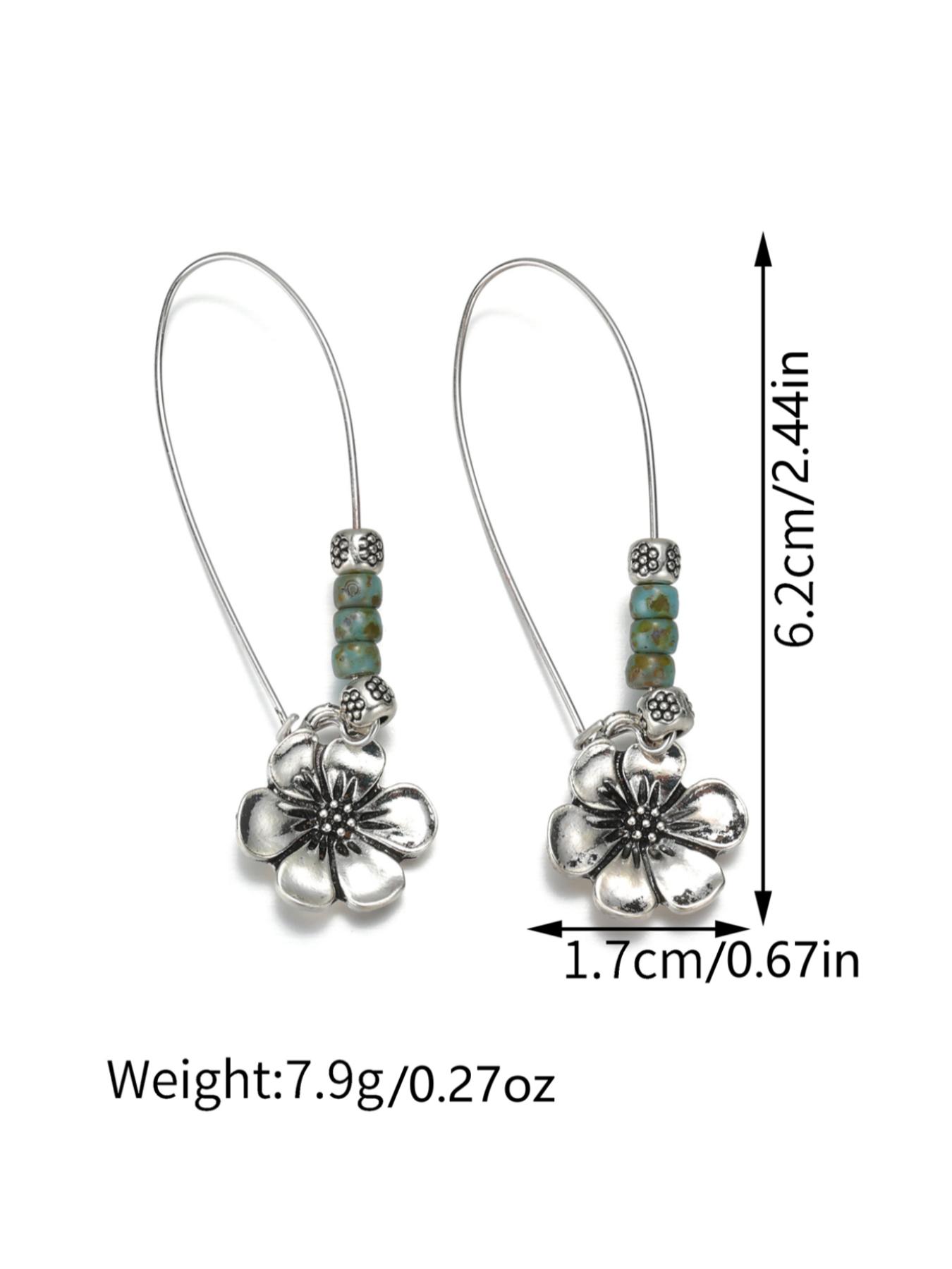 Boho Style Flower Design Dangle Earrings, High Quality Earrings, Vintage Trendy Minimalist Earrings, Jewelry for Women & Girls for Daily & Party Decoration, Earring Stacking Set, Flower Stud Earrings, Trendy Fashionable Accessories