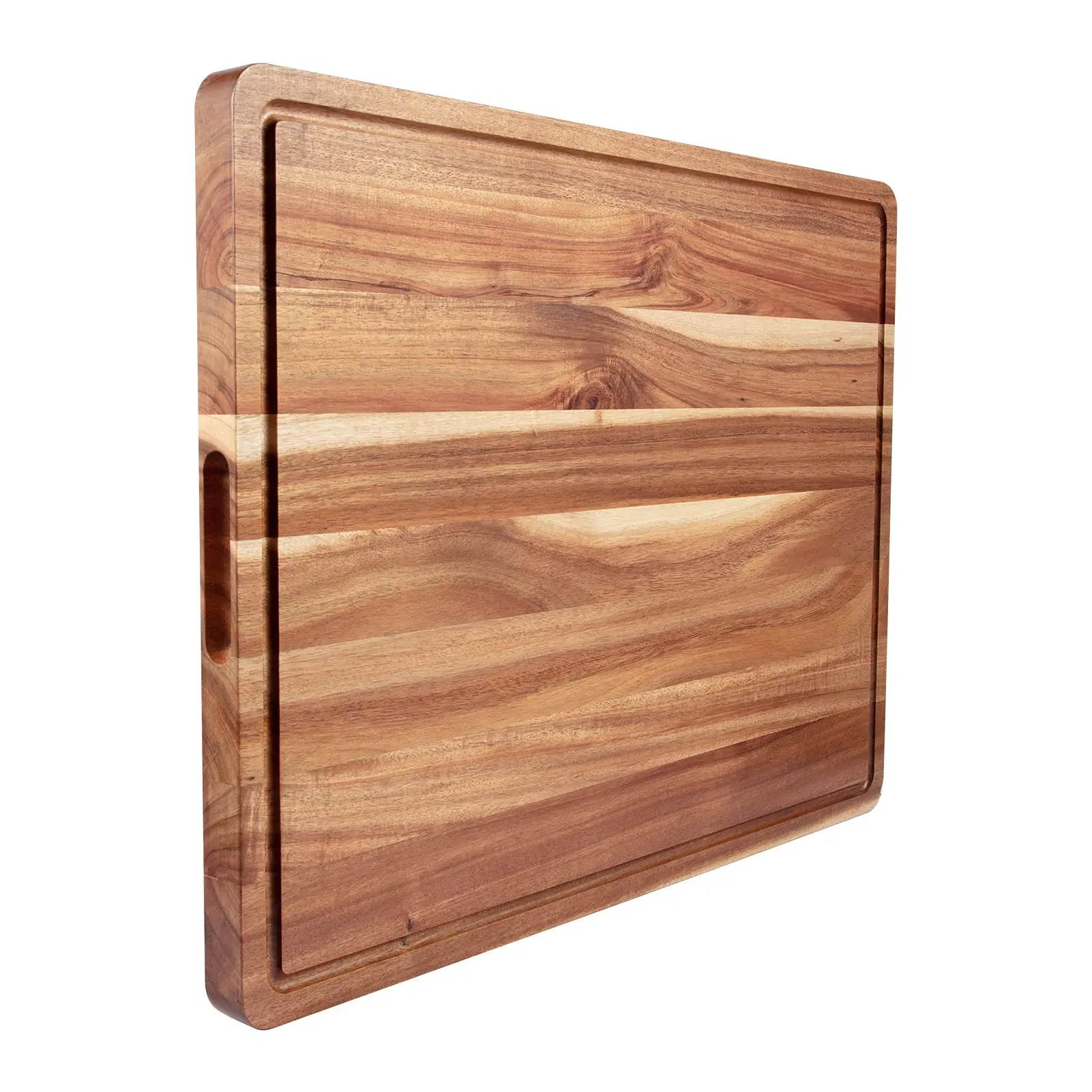 GARVEETablas de cortar de madera de acacia extra grandes para cocina, tabla de cortar de 24 x 18 pulgadas, tabla de cortar de queso reversible gruesa con asas laterales y ranuras para jugo