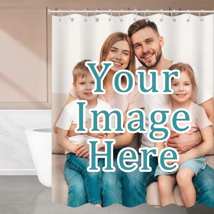Custom Your Photo/Text Shower Curtain, Personalized Image Bath Curtain, Christmas Curtains for Bathroom Decor