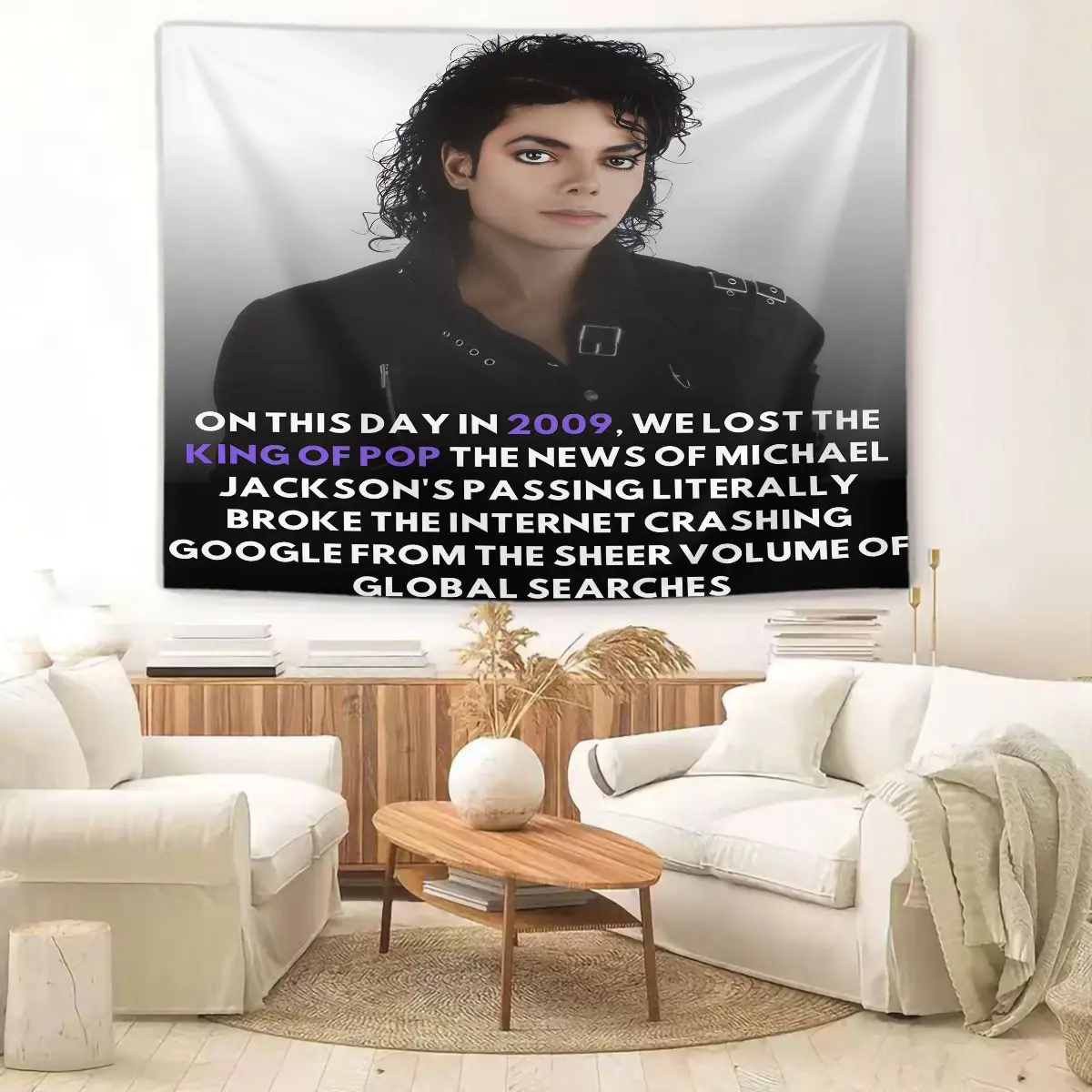 King of Pop Michael Jackson Vintage Stage Portrait Decorative Tapestry, Nostalgic Concert Photo Wall Hanging, Atmospheric Living Room Wall Decor Gift for Apartments, Rental Houses, Dorms & Bedrooms