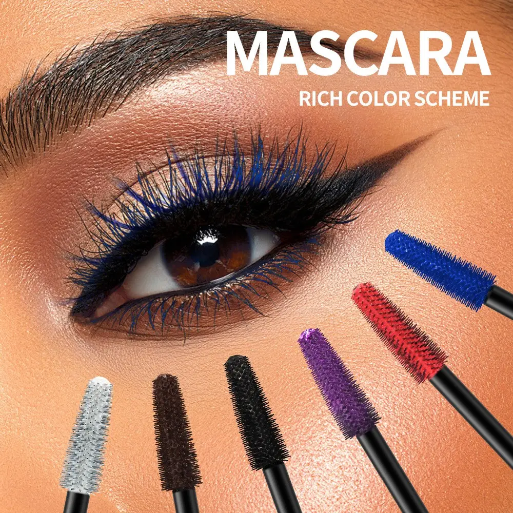 6-Piece Colorful Voluminous Mascara Set, Blue, Volumizing, Multi-Use, Perfect for Parties, Cosplay, Live Streaming
