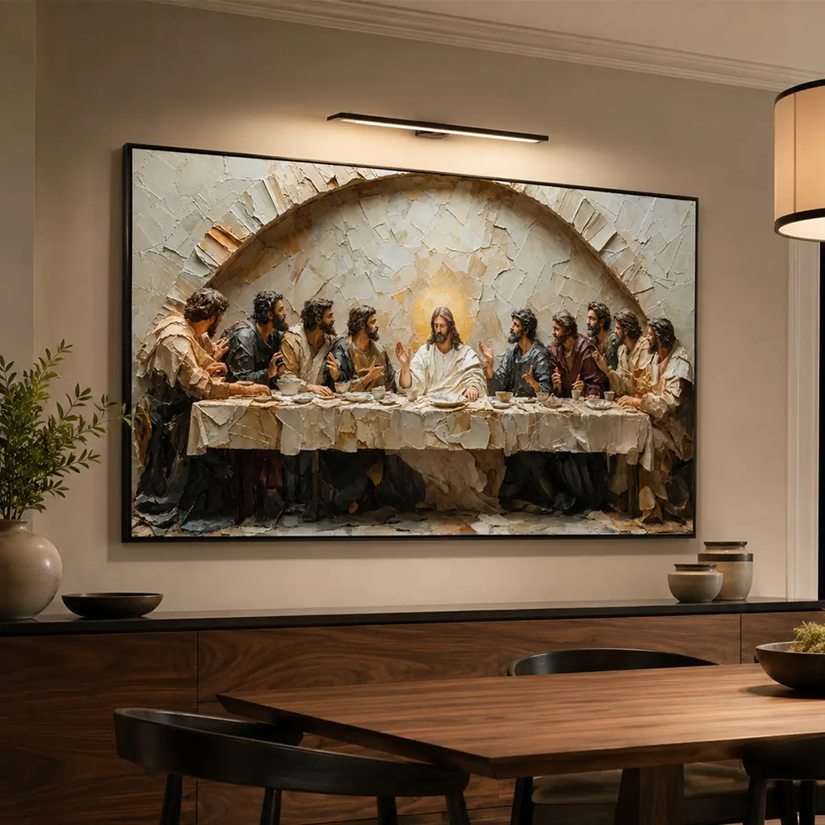The Last Supper Jesus and Apostles Canvas Wall Art |   Framed Ready-to-Hang Christian Art |   Jesus Painting Canvas Print |   Religious Home Decor |   Bible Wall Art |   Faith Decor |   Dining Room Decor |   Church Decor |   Christian Gift