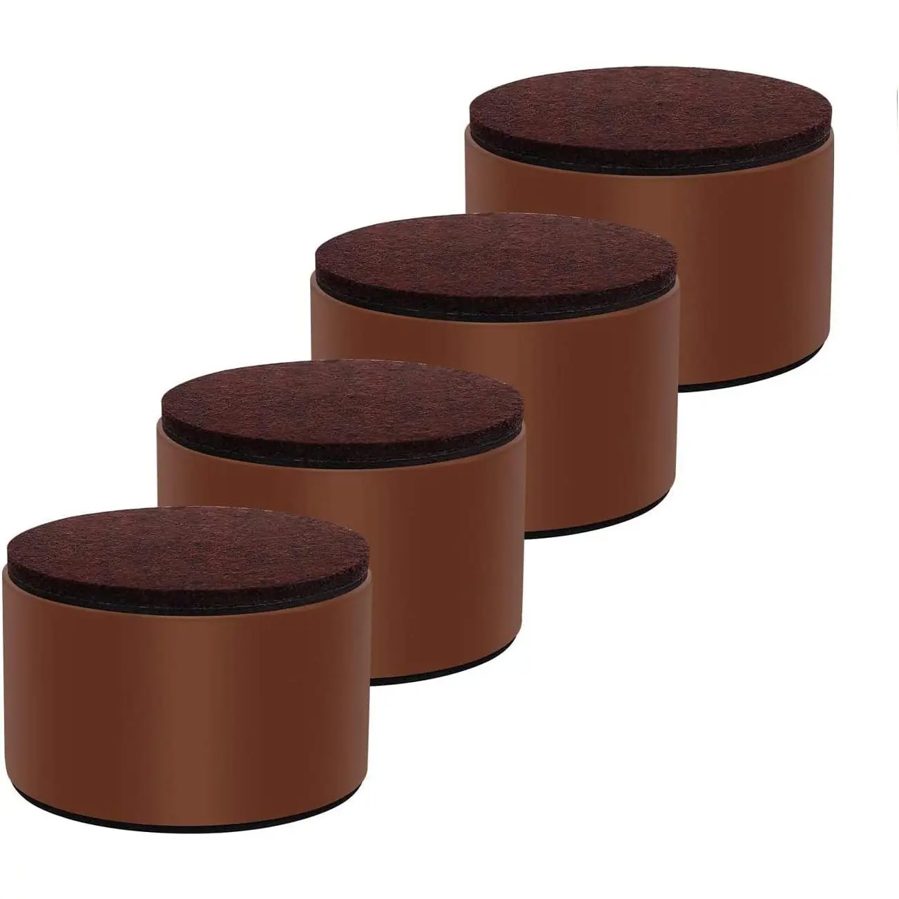 4pcs Carbon Furniture Risers - Simple Round Brown, 2" Functional Lift (6cm), 2.36" Self-Supporting, 1000 lbs Capacity, Smooth Surface, Indoor Floor Protection, for Beds Sofas Cabinets
