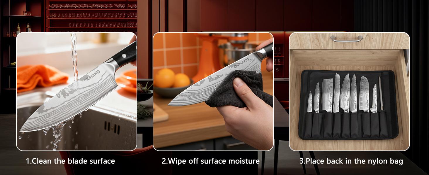 18PCS Kitchen Knife Set, Professional Chef Knife Set with Roll Bag, High Carbon Stainless Steel Japanese Knives, Full Tang Pakkawood Handle, Ultra Sharp