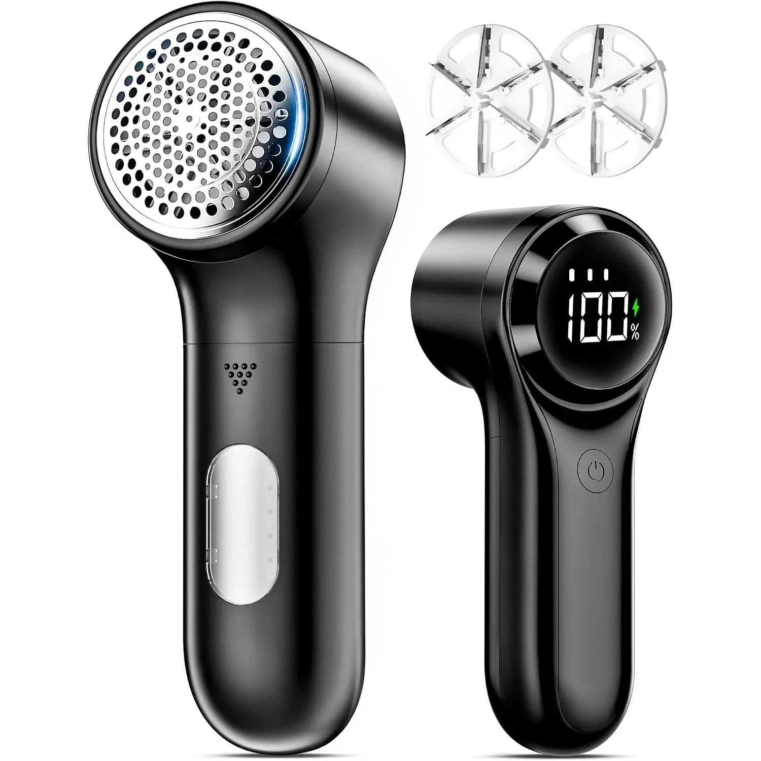 Handheld Stainless Steel Lint Remover - Rechargeable, 3-Speed Electric, 6-Sweater Shavers, LED Display, Lightweight, Compact, High Capacity, Pill Removal for Clothes, Furniture