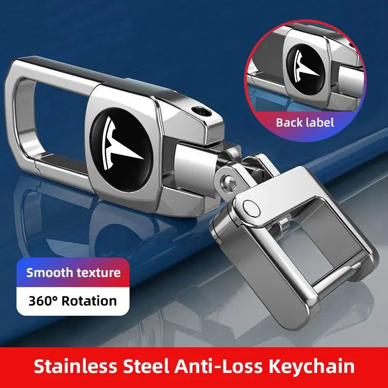 1Pcs Stainless Steel Car Keychain 3D Decoration Keyring Accessories For Tesla Model 3 Model S Model X Model Y Cybertruck Roadster SpaceX