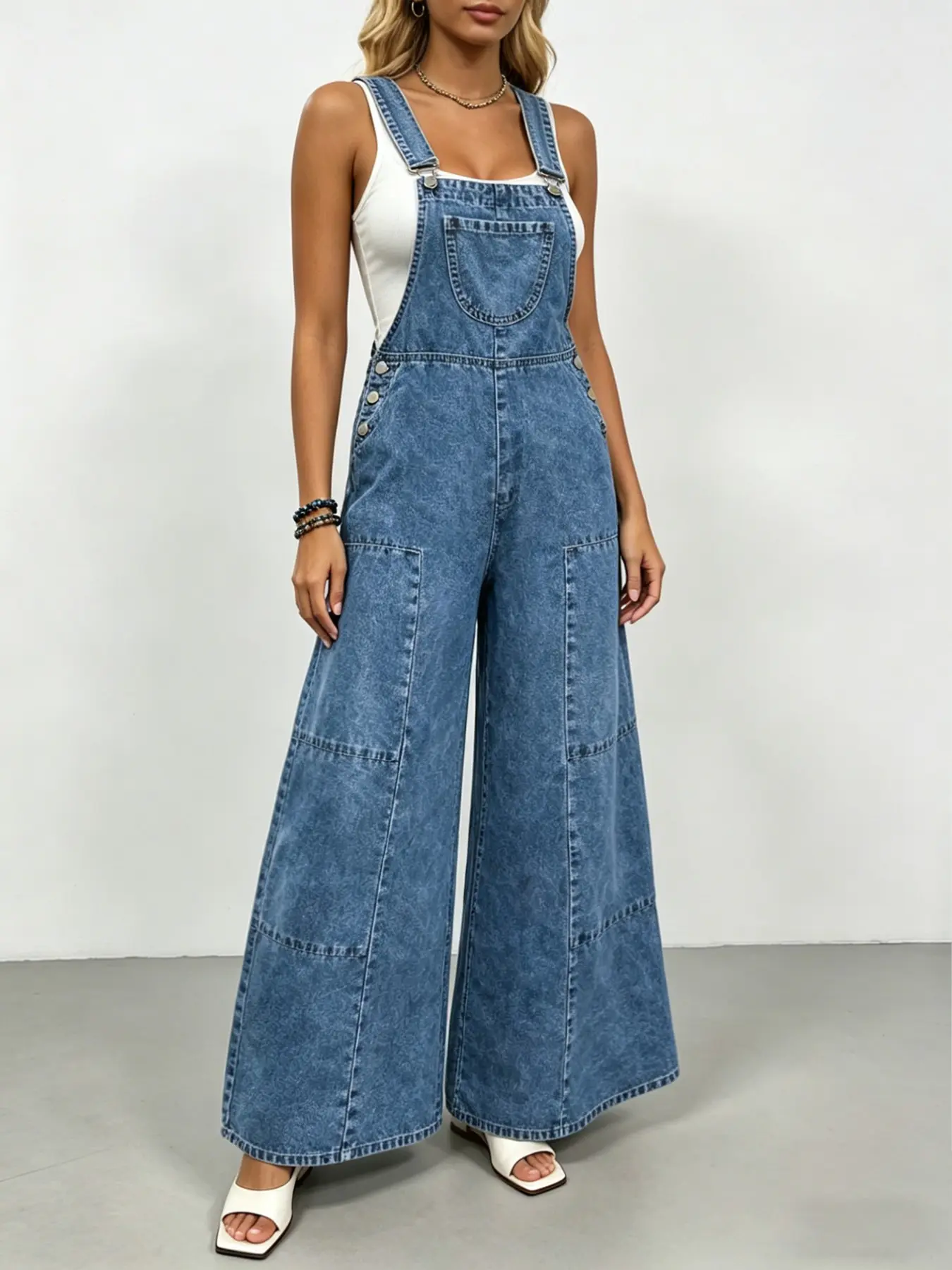 Women's Denim Overall Pants, Baggy Loose Fit Oversized Casual Spring Summer Jeans, Daily Wear Workwear, High Street Style, Ladies' Utility Jumpsuit