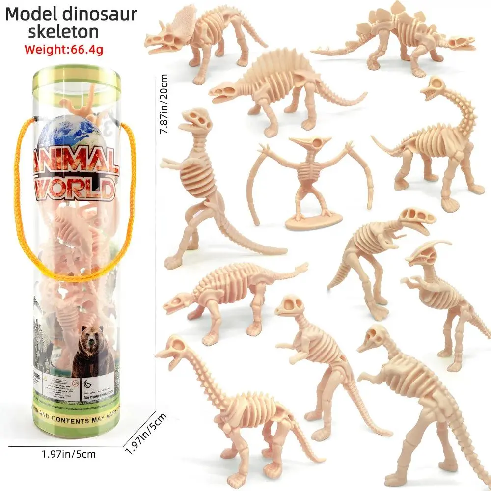 12pcs/Set Updated Plastic Dinosaur Skeleton Toy Blocks, Realistic Unisex Brachiosaurus & T-Rex Animal Models, Stress Relief Classic Toys for Children Christmas Gifts