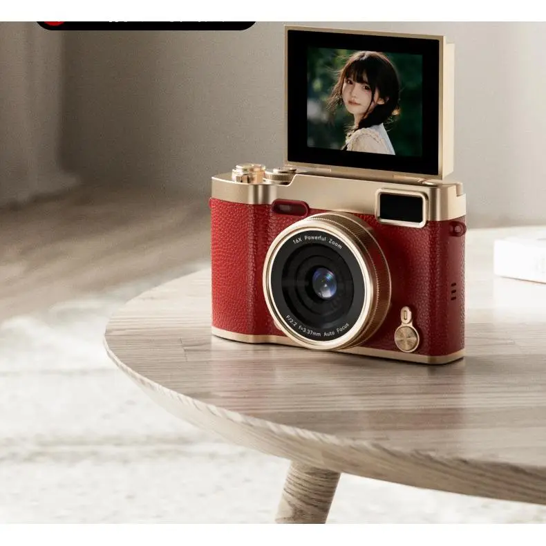 Retro Compact Handheld M9 Point & Shoot Digital Camera - 2.4in Rotate LCD Flip Screen, 16X Zoom, Beauty Mode, Lithium Rechargeable, ABS Plastic, Phone Upload, Card-Supported, for Students, Charging