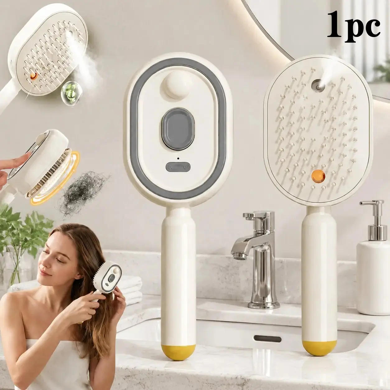 2026 New Cordless Rechargeable Steam Hair Straightener Brush, Ionic Electric Detangling Steam Styling Comb, Anti-Static Anti-Frizz Nourishing Smoothing Portable Steam Hair Straightening Brush for Women Travel Home Salon Use