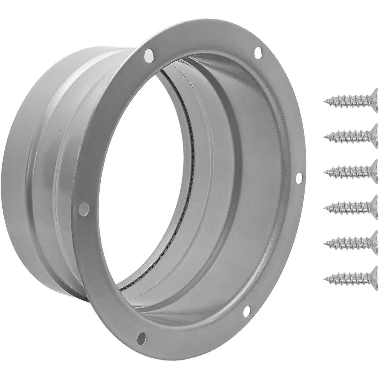 4 Inch Round Duct Connector Flange with Screws, Metal Dryer Vent Wall Plate for Heating Cooling Ventilation HVAC System Installation