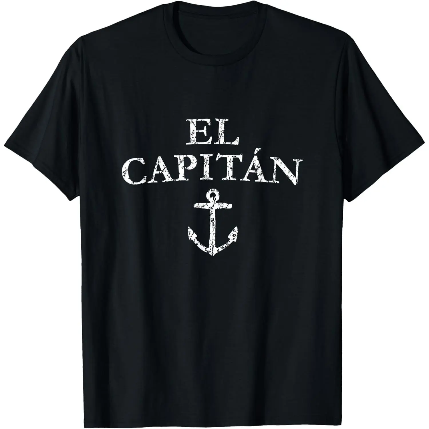 Men's 100% Cotton Short Sleeve "El Capitan" Nautical Graphic T-Shirt - Classic Streetwear, Breathable Captain Anchor Boat Sail Tee, Boating Lover Gift, Soft Matching Casual Wear, Shortsleeve