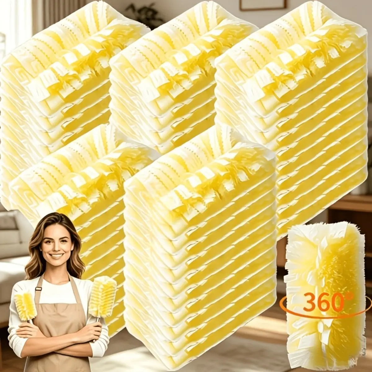 48-Piece Electrostatic Dusting Replacement Cloths, Easy-To-Use, Scent-Free, Ideal for Fans and Blinds, Home Cleaning Essential