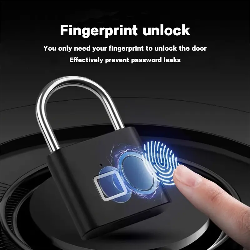 fingerprint padlock, built-in rechargeable battery, outdoor waterproof, easy to use