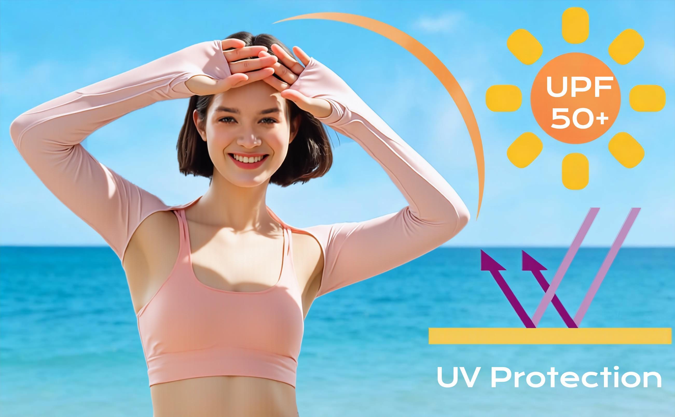 Women’s Cooling Arm Sleeves – UV Protection Finger Hole Sun Shrug