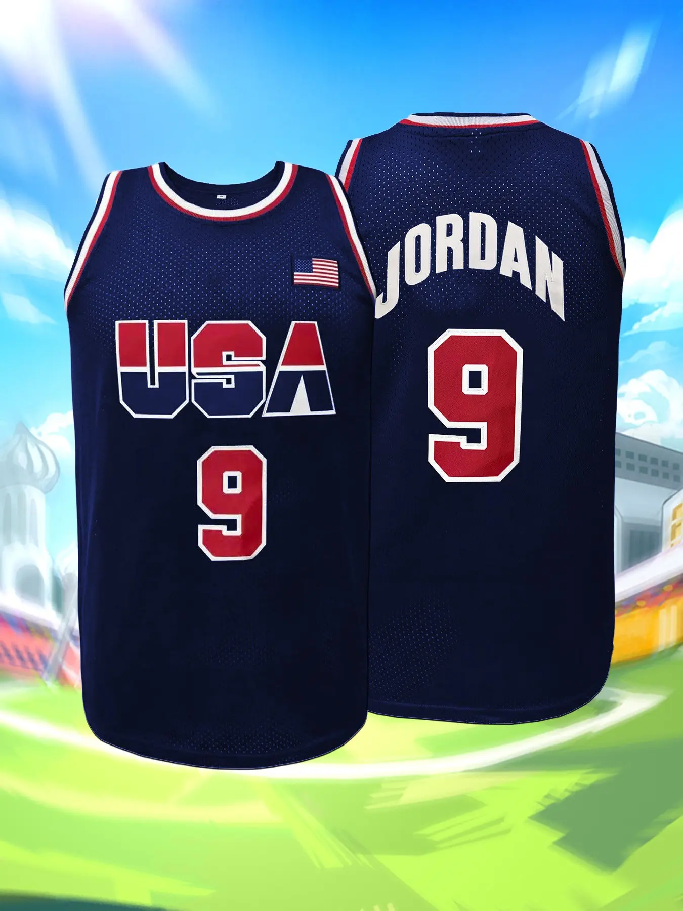 USA Themed Basketball Jersey for Men Women -Sleeveless Mesh Sportswear Tank Top, Casual Streetwear Uniform, Casual Sporty Top, Sports Tops