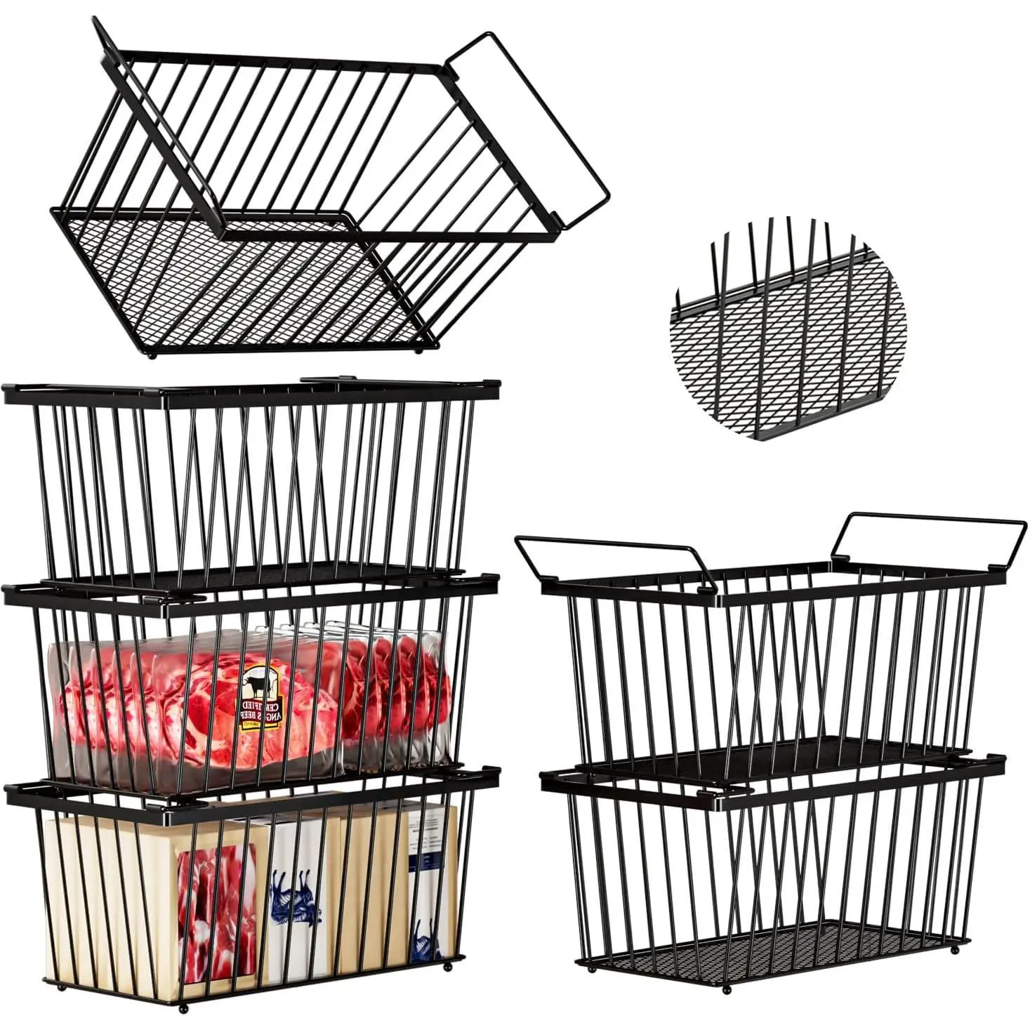 Leak-Bottom - Freezer Organizer Bins ,6 Pack Stackable Deep Freezer Organizer Bins for 7 Cu.FT Small Chest Freezer,organization and,pantry organizers