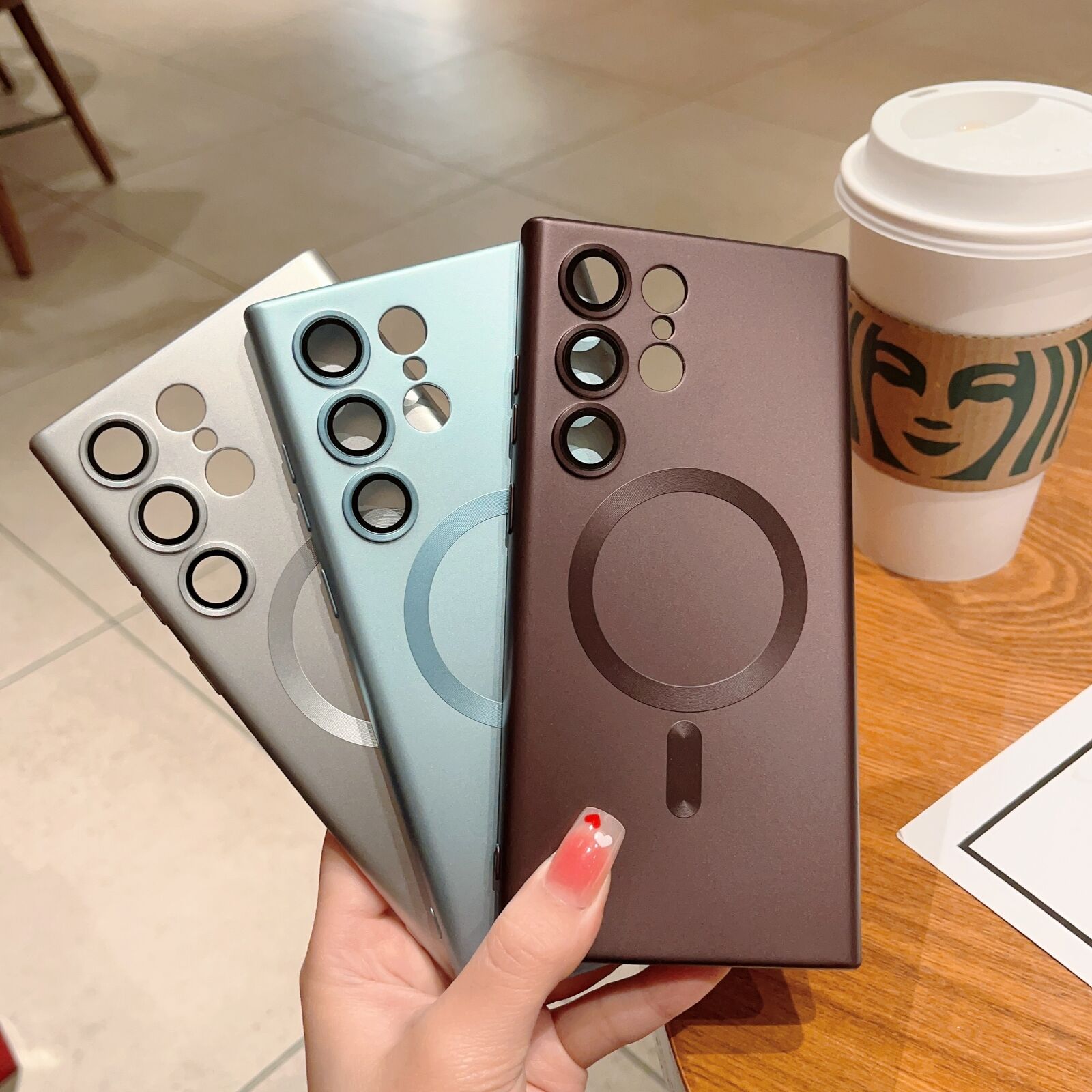 For Samsung Galaxy S24 Ultra S23 Plus S22 S21 S20 Magnetic Mag Safe Cover Matte Luxury Soft Metallic Luster Design with Camera Lens Protector, Shockproof Anti-Scratch Phone Case