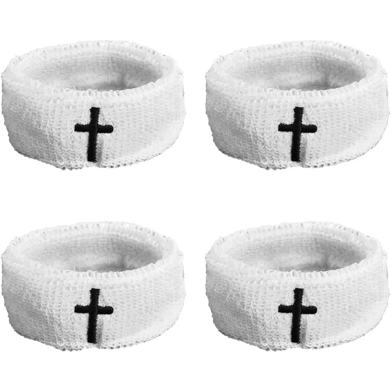 Men & Women's 5-Piece Cross-Print Style Sweatband Set, Cotton Blend Sweat-Wicking Workout Headband, Training Headband, Wrist & Arm Bands for Sports, Sports Headbands, Sweat Wicking Headband