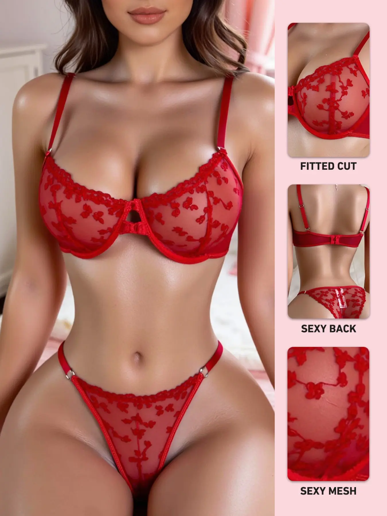 Women's Romantic Heart Print Lingerie Underwear Sets 2 Piece (underwear + Panties) Matching, Soft Fabric, Perfect for Valentine's Day Gift dormir elegante clean girl style computer love bra