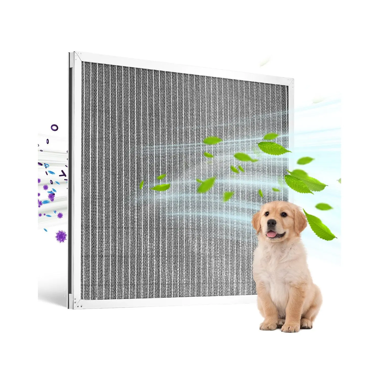 Electrostatic Air Filter, 20x25x1 inch Washable Reusable Aluminum AC/HVAC Furnace Filter, MERV 8 Long Lifetime, Home or Office (Actual Size: 19.75x 24.65x 0.82 in)
