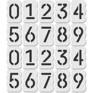 Curb Stencil Kit for Address Painting, Includes All 4-Inch Numbers, Durable Reusable Plastic Stencils for Sidewalk, Pavement and Industrial Use, 2 of Each Classic Font with Curb Frame