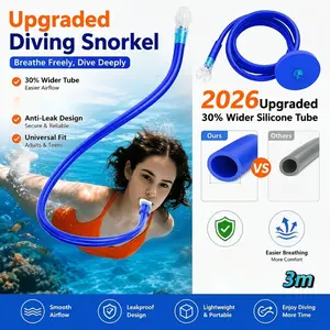 2026 Upgraded 118.1in (300cm) Dual-Tube Snorkel: Anti-Choke Design, Silicone Underwater Breathing System with Leak-Proof Features. Suitable for Adults and Beginners; Ideal for Swimming, Snorkeling, Diving, and Underwater Cleaning. Snorkeling Gear