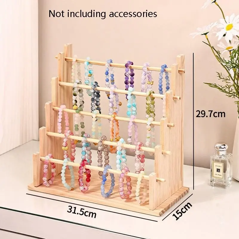 Wooden Jewelry Storage Rack, Multi-Layer Jewelry Display Stand, Adjustable Organizer for Necklaces and Bracelets, Home Jewelry Organizer
