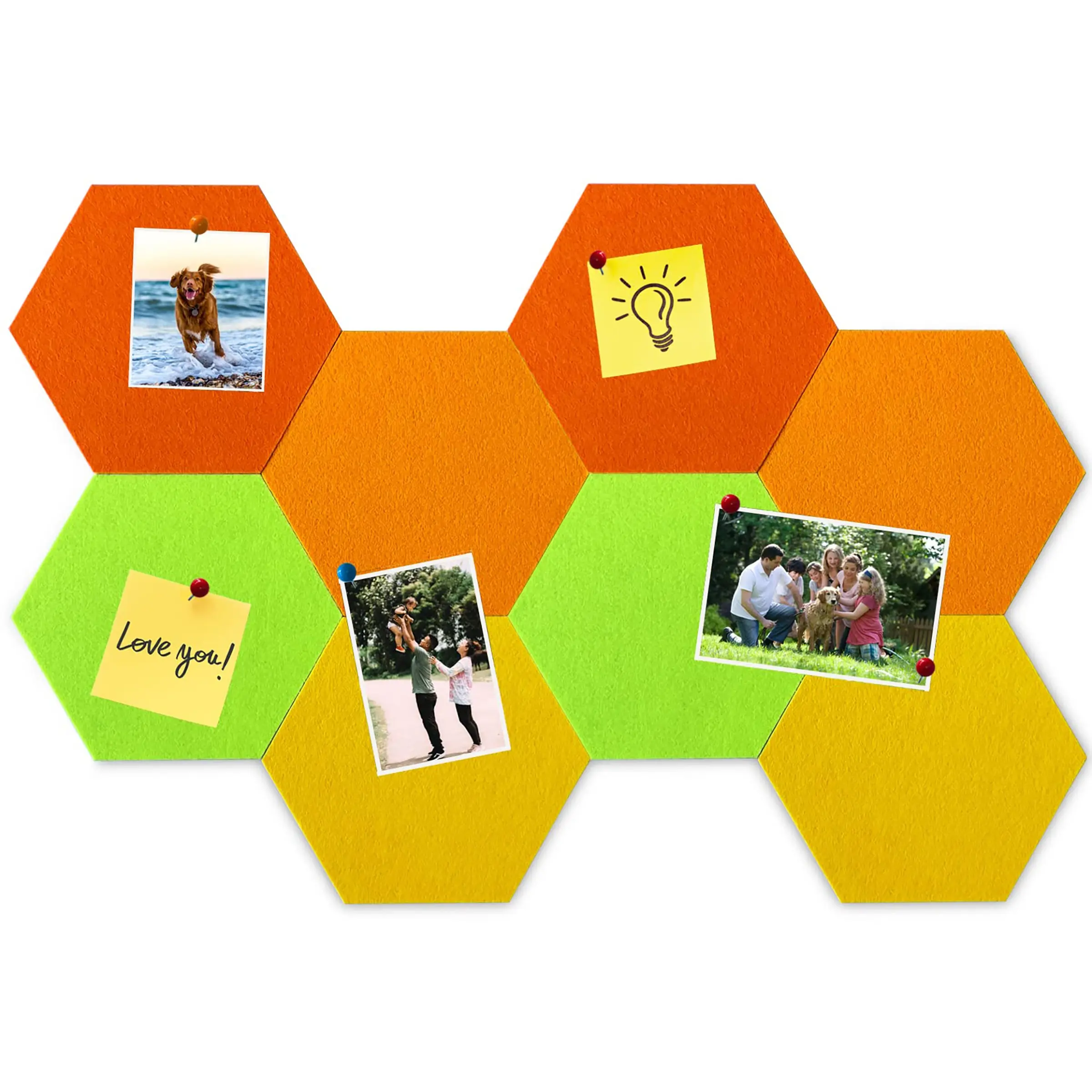 2 Pcs Hexagon Felt Cork Board Tiles, Self Adhesive DIY Bulletin Board Pin Board for Office School Home Wall Decor Stickers Memos Photos Display