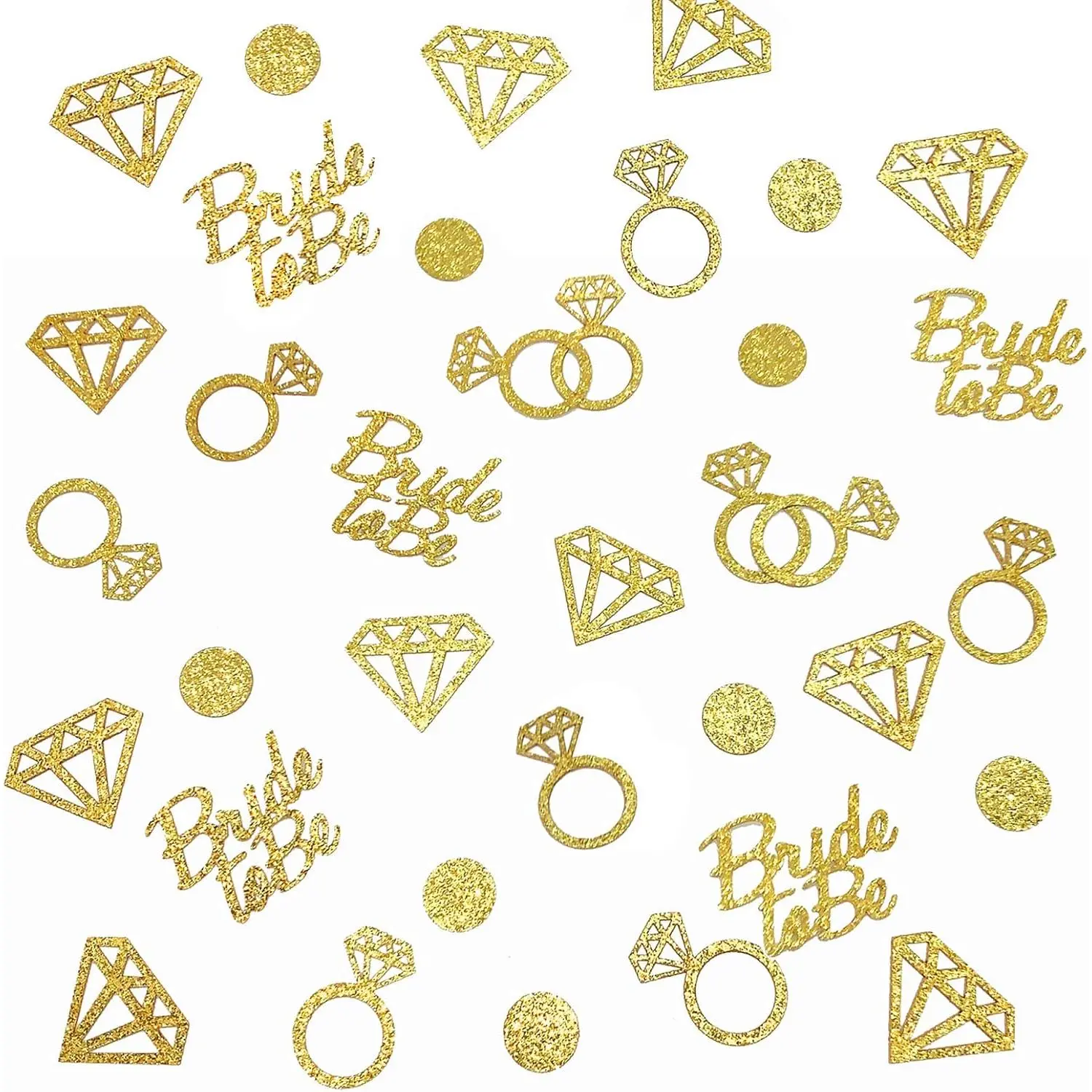Bridal Shower Decorations 300 count Table Glitter Confetti for Engagement Party Decor Bride to be,,Ring and Circle  Paper Confetti for Wedding Bachelorette Party Favors ()