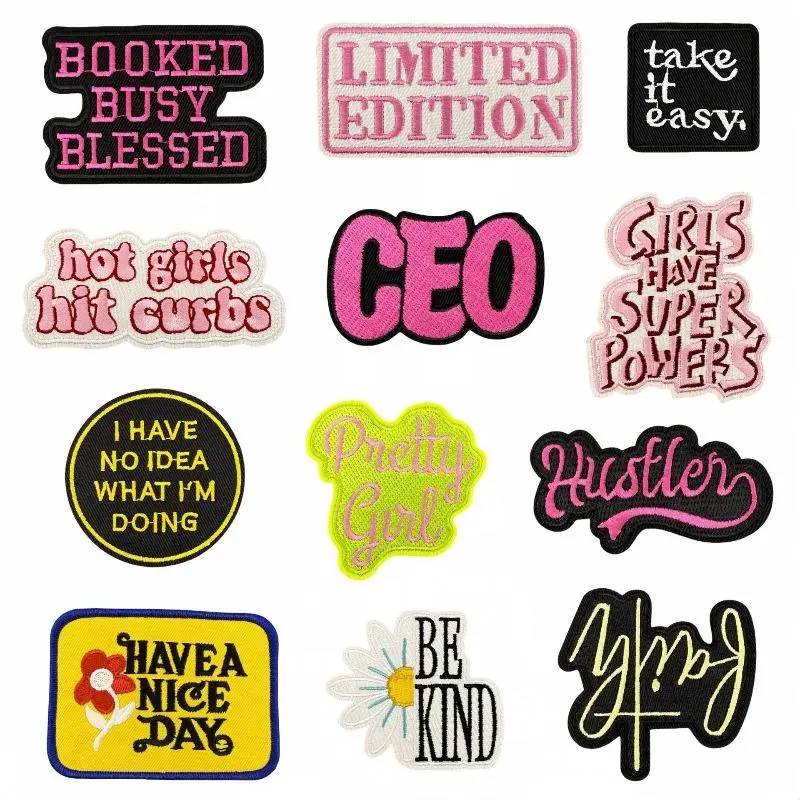 12 Pack Inspirational Iron On Patches for Girls – Embroidered Sew On Applique Stickers with Fashion Assorted Styles, DIY Decoration & Repair Patches for Backpacks, Hats, Jeans, Jackets, Bags & Pants, Craft Supplies for Teens & Women