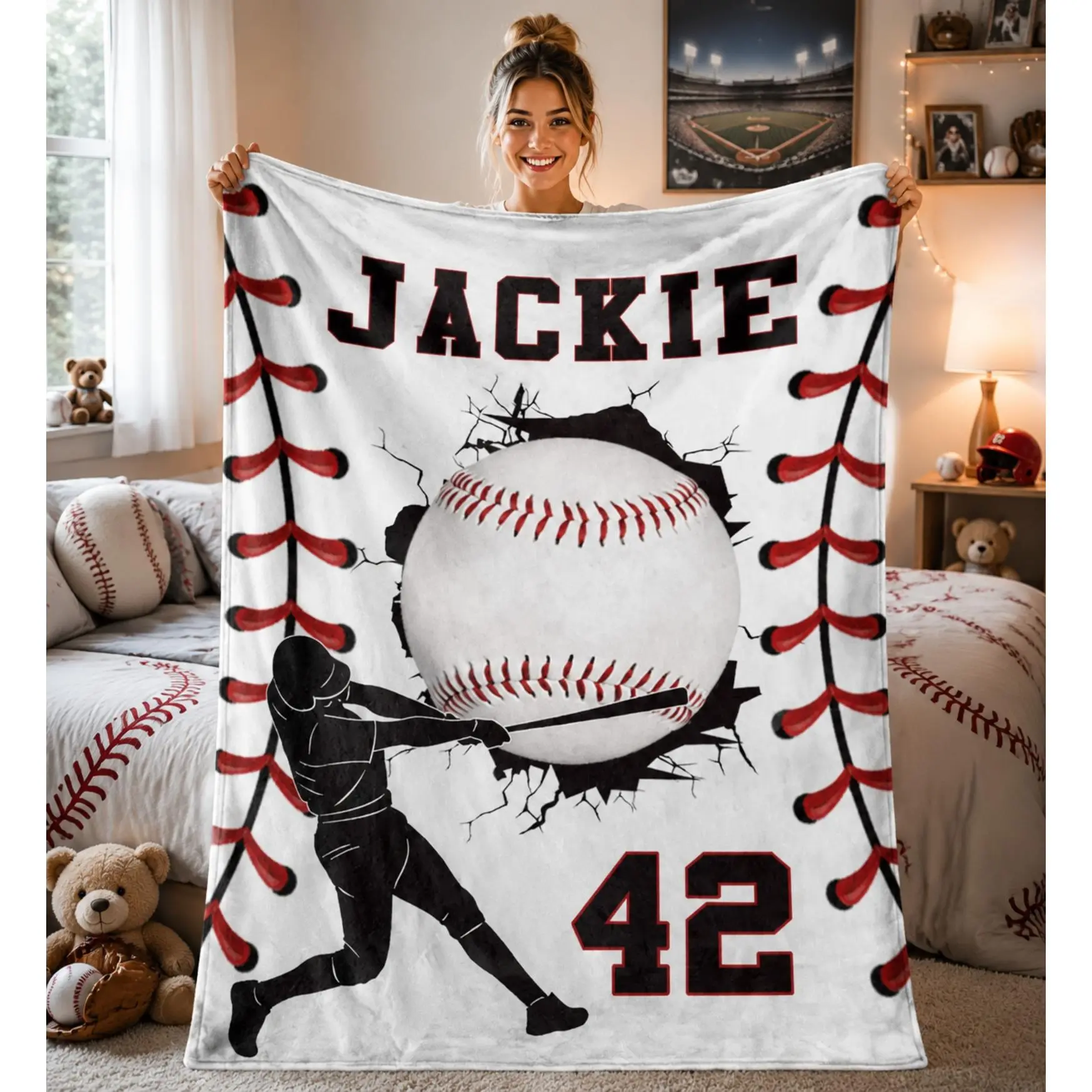 Awesome Personalized Baseball Throw! Custom Name Number Sport Player Flannel Blanket, Lightweight Cozy Bed Throw for Bedroom Sofa, Ideal Gift for Teen Boys Men Baseball Fans, Perfect Birthday Father’s Day Christmas Secret Santa Gift TikTok Viral Amazon