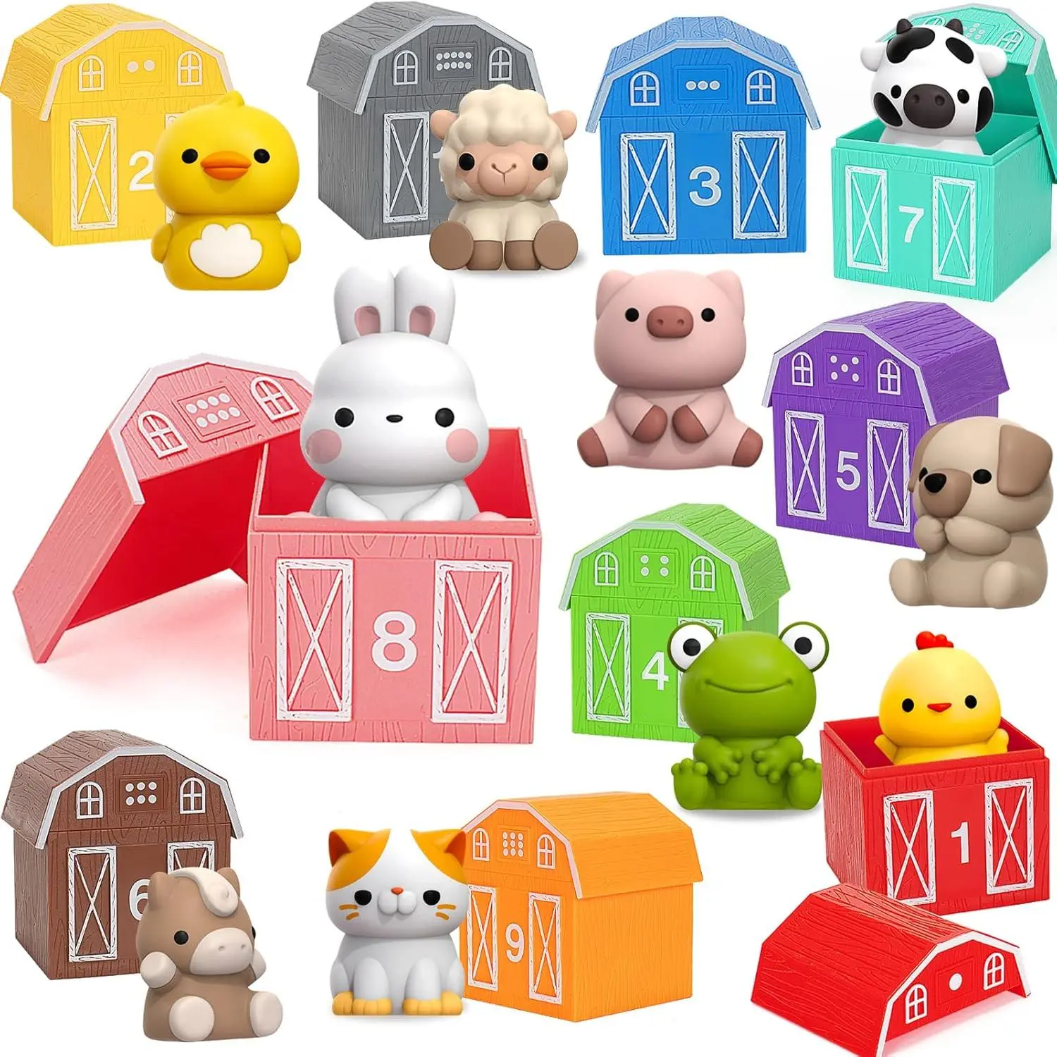 Learning Toys  1,2,3 Year Old Toddlers, 20Pcs Farm Animals Toys Montessori Counting, Matching & Sorting Fine Motor Games, Christmas Birthday Easter Gift  Baby Boys Girls Age 12-18 Months New model