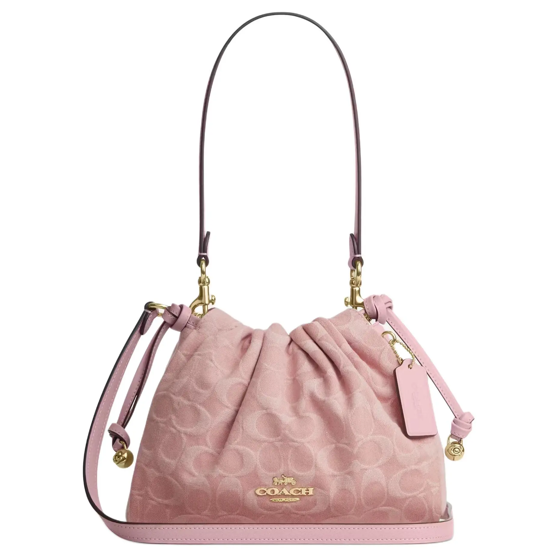 COACH Faye 22 Detachable Hand and Shoulder Strap Cotton-Patched Leather Crossbody Bag for Women, Small Size, Pink