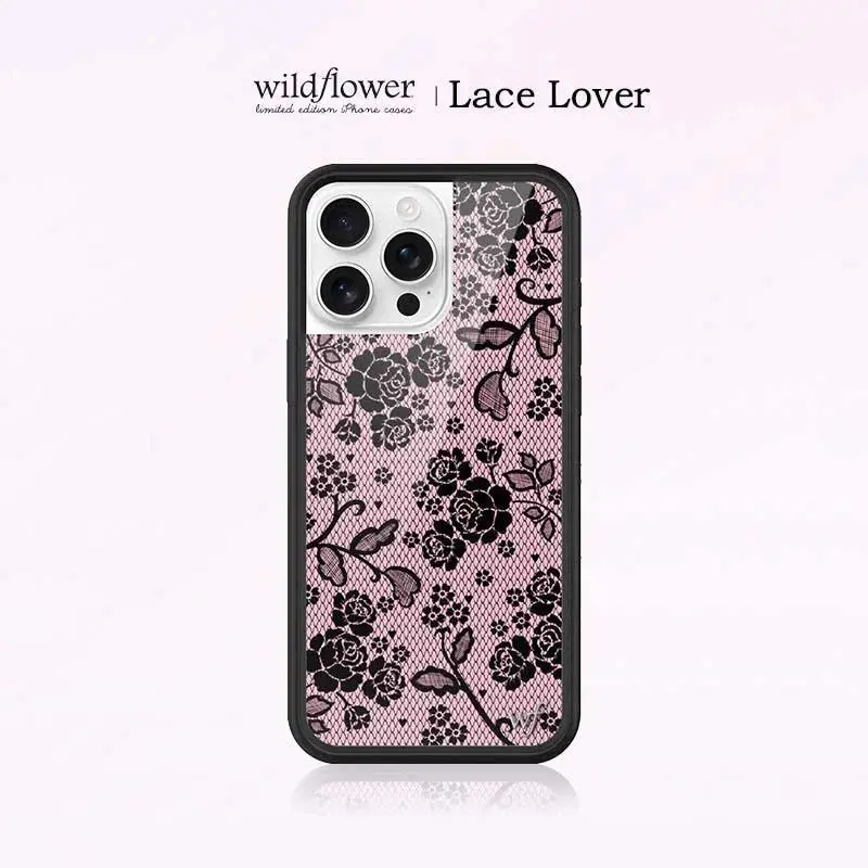 Wildflower Lace Lover Cool Girl Shockproof Phone Case for iPhone 12 13 14 15 16 17 Pro Max Fashion Flower Anti-Fall Back Cover﻿﻿