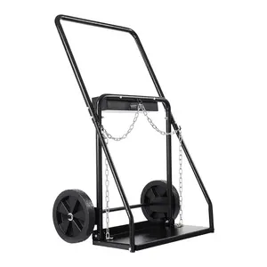 VEVOR Dual Welding Cylinder Cart, Oxygen Acetylene Tank Cart with 440LBS Static Weight Capacity, 10-Inch Solid Wheels and Tank Storage Safety Chains, Suitable for Double 12.5-Inch Dia.Gas Cylinders