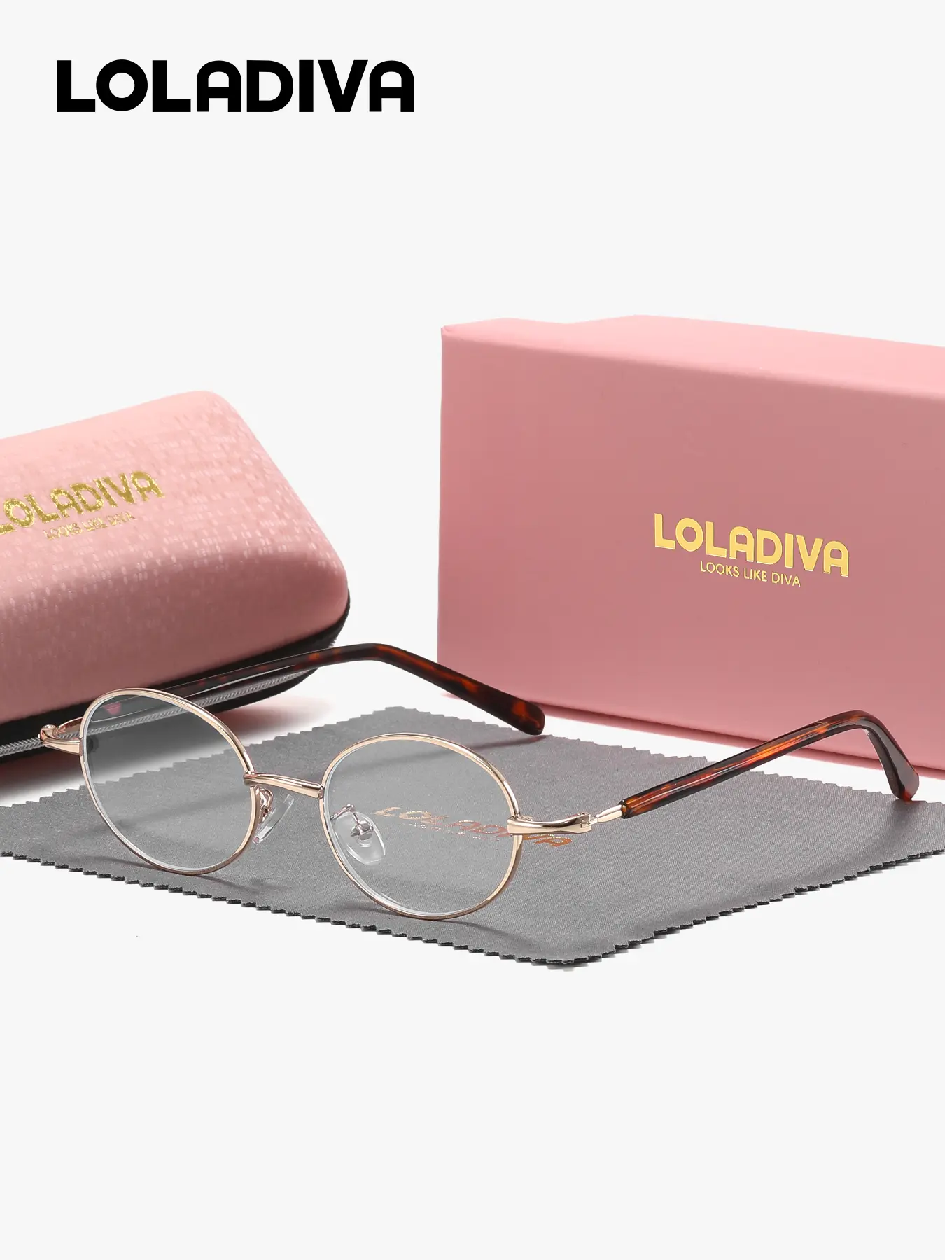 LOLADIVA 1 Piece Unisex Retro Design Full Frame Plaon Glasses Fashionable And Luxurious Oval Frame Plaon Glasses