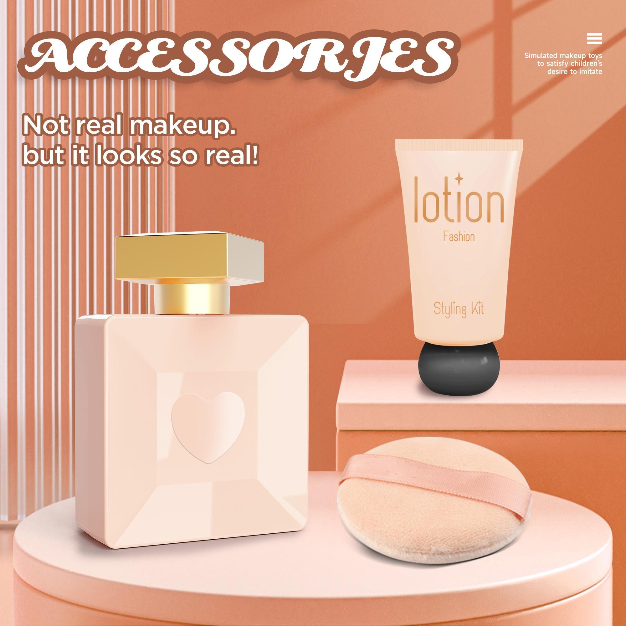 Pretend Makeup Toy, 1 Set Simulation Cosmetic Toy, Pretend Play Makeup Toy for Girls, Birthday Gift for Kids