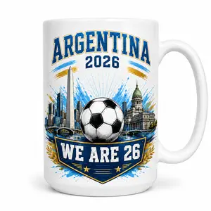 Argentina Soccer Fan Ceramic Mug 11oz/15oz, 2026 Game Day Coffee Cup, Match Day Drinkware Gift for Men Women, Six Colors Available
