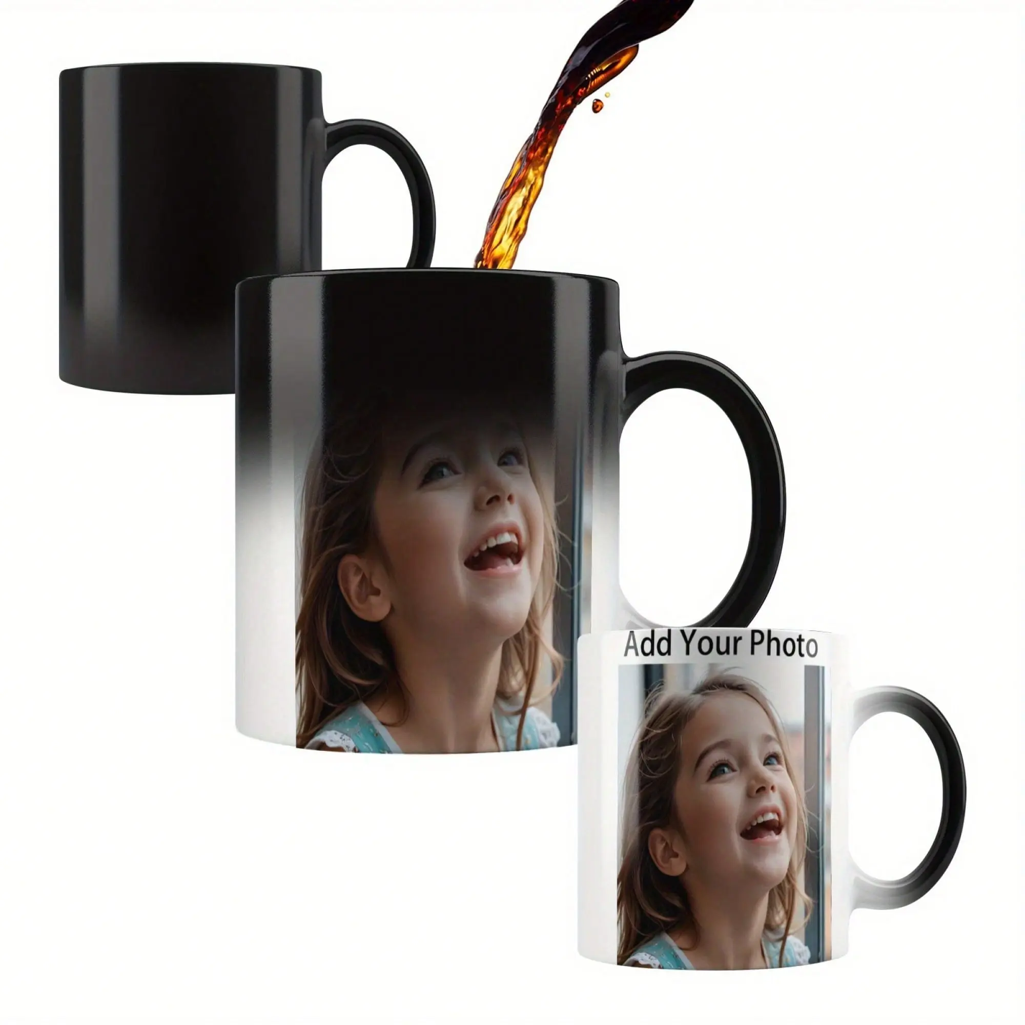 Personalized 11oz Photo Collage Magic Mug HD Print Heat Reactive Ceramic Coffee Cup For Family Memories Interactive Elements Personalized Gift