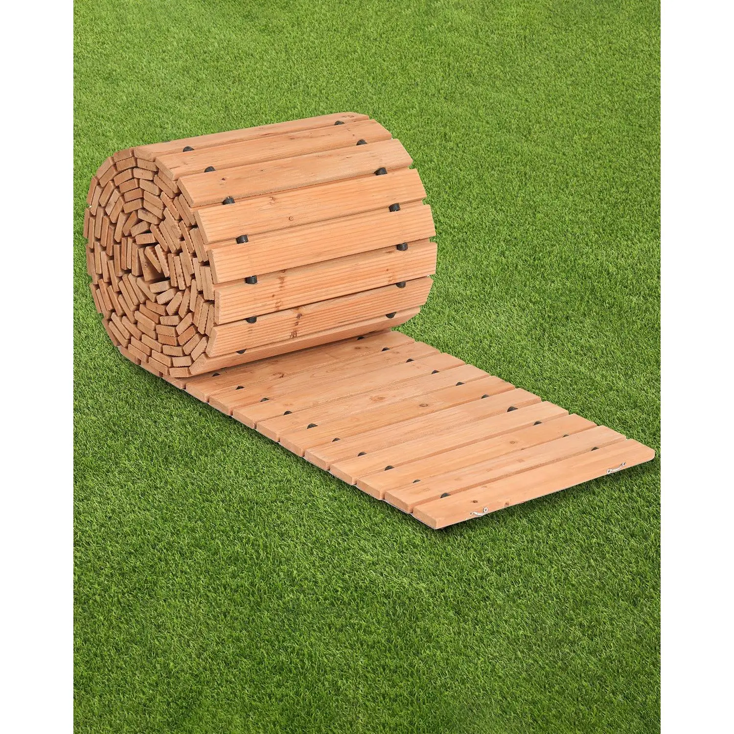 【DealsForYouDays】VEVOR Wooden Garden Pathway, 24 ft Lx 17 in W, Non-Slip Straight Garden Walkway, Roll Out Cedar Outdoor Walkway Path with Wire Rope Connection, Decorative Garden Paver for Backyard Wedding Party