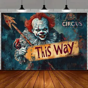 Halloween Witch Kitchen Backdrop Banner Vintage Horror Style Tapestry Wall Hanging Photography Background Polyester Fiber for Party Photo Booth Studio Indoor Outdoor Decor