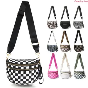 2026 Black and White Checkered Nylon Bum Bag Plus Size Friendly Fanny Pack - Spacious Design for Essentials - MORE COLORS! great gift belt bags crossbody