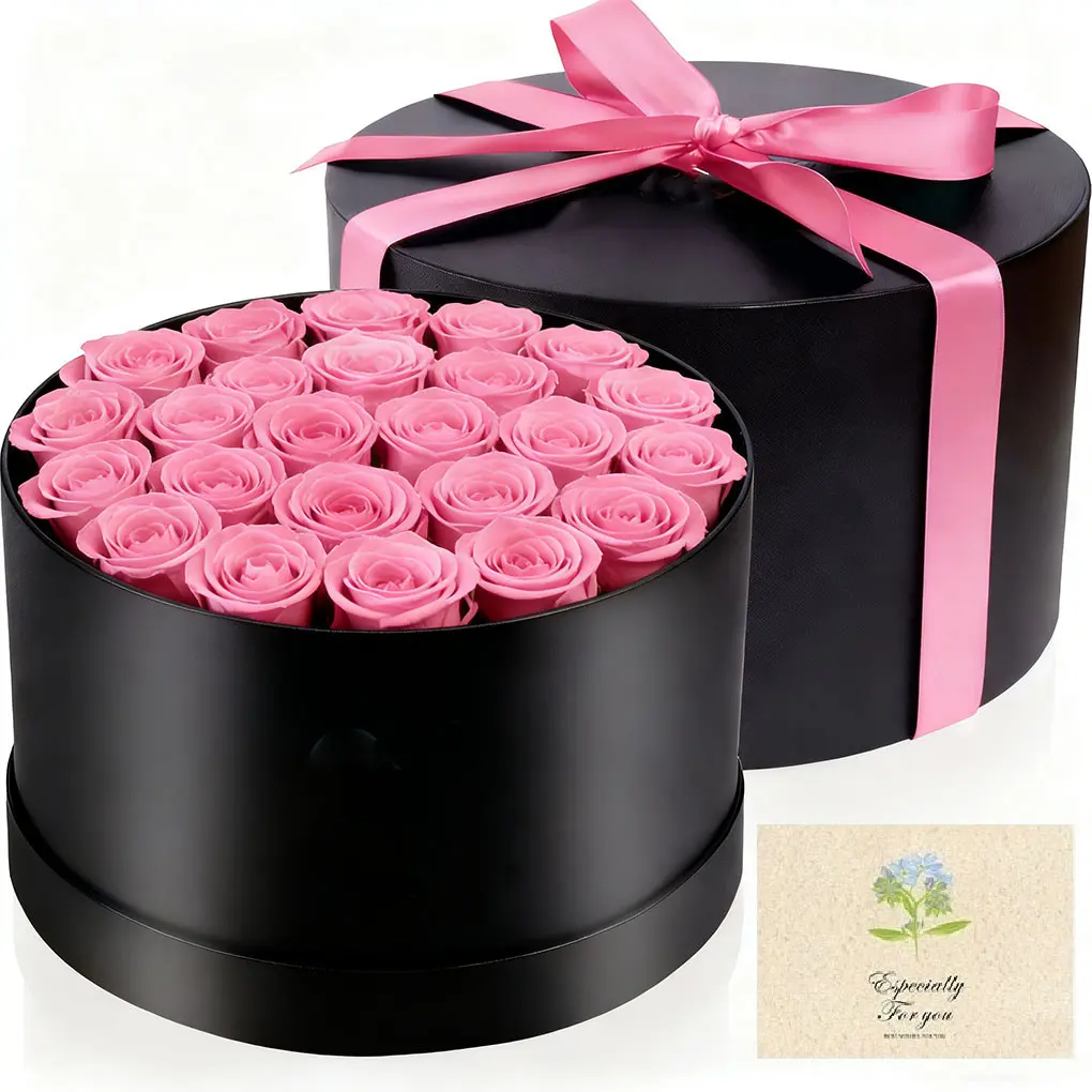 24 Artificial Rose Gift Set, Soap Flower Gift Box, Faux Flower Decor, Non-Washable, Ideal for Mother's Day, Valentine's Day, Birthday, Party Gifts, Decorative Gifts, Includes Card